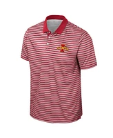 Colosseum Men's Cardinal Iowa State Cyclones Striped Polo Shirt