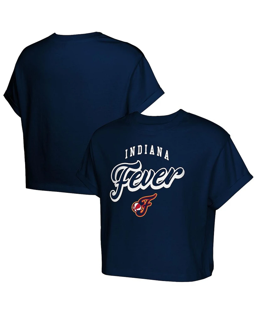 Outerstuff Big Girls Navy Indiana Fever City Pennant Cropped T-Shirt