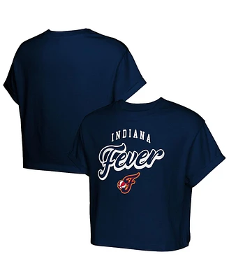 Outerstuff Big Girls Navy Indiana Fever City Pennant Cropped T-Shirt