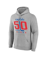 Fanatics Mto Label Men's Gray Washington Capitals 50th Anniversary Pullover Hoodie