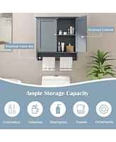 Wall Mounted Bathroom Storage Medicine Cabinet with Towel Bar
