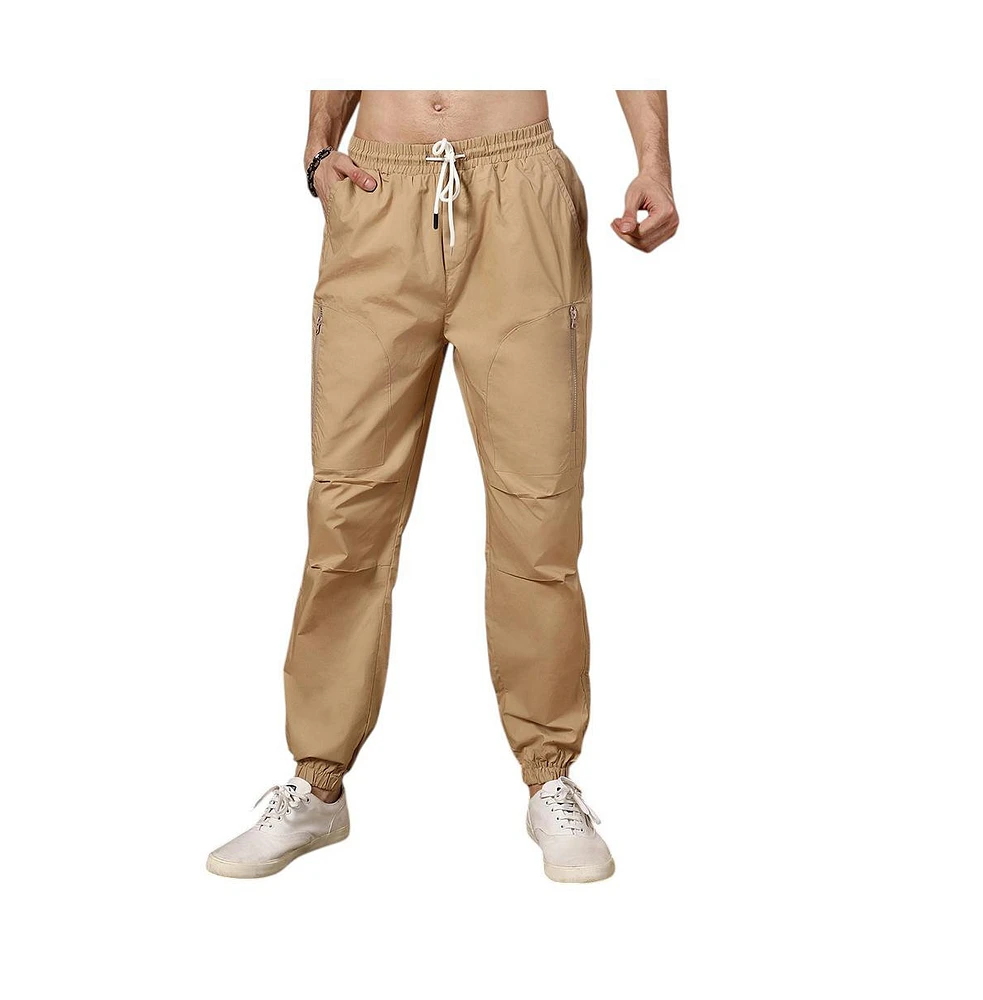 Campus Sutra Men's Khaki Brown Parachute Utility Trousers
