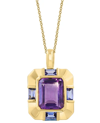 Effy Amethyst (6-1/2 ct. t.w.) & Tanzanite (1-3/8 ct. t.w.) Pendant Necklace in 14k Gold-Plated Silver, 17" + 1" extender