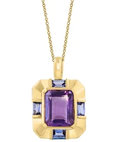 Effy Amethyst (6-1/2 ct. t.w.) & Tanzanite (1-3/8 ct. t.w.) Pendant Necklace in 14k Gold-Plated Silver, 17" + 1" extender