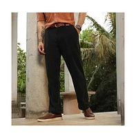 Campus Sutra Men's Onyx Black Corduroy Pleated Trousers