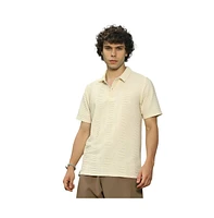 Campus Sutra Men's Banana Yellow Flatten-Ruched Polo T-Shirt