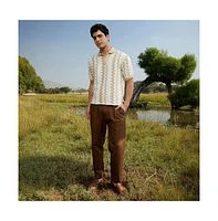 Campus Sutra Men's Buff Beige & Cream White Indie-Block Polo T-Shirt
