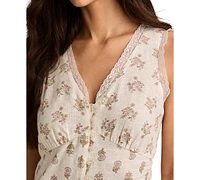 Lucky Brand Women's Printed Button-Front Sleeveless Midi Dress