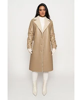 Jluxlabel Women's Sherpa And Faux Leather Coat