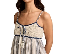 Lucky Brand Women's Crochet Bodice Cotton Maxi Dress