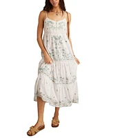 Lucky Brand Women's Embroidered Floral Sleeveless Maxi Dress
