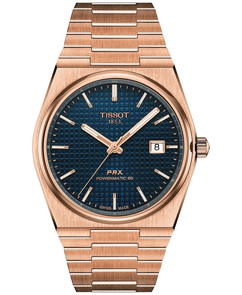 Tissot Men's Swiss Automatic Prx Powermatic 80 Rose Gold Pvd Stainless Steel Bracelet Watch 40mm