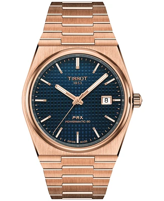 Tissot Men's Swiss Automatic Prx Powermatic 80 Rose Gold Pvd Stainless Steel Bracelet Watch 40mm