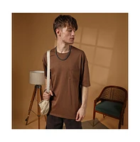 Campus Sutra Men's Chocolate Brown Solid Oversized T-Shirt