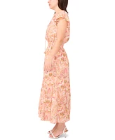 Sam & Jess Petite Printed Smocked-Waist Maxi Dress