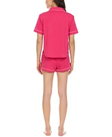 Flora by Nikrooz Women's Annie Button Down Shorty Notch Pajama Set, 2 Piece