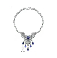 Elegant Heavy Sterling Silver Teardrop with Cubic Zirconia Accent Necklace