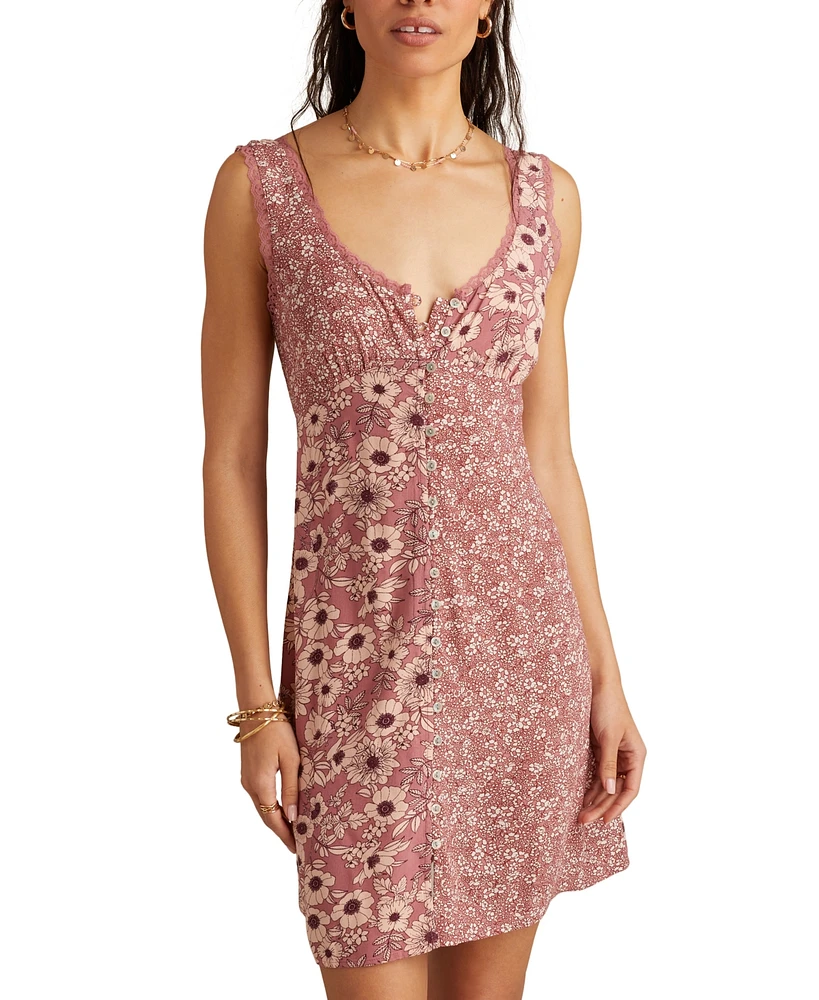 Lucky Brand Women's Femme Print Mix Sleeveless Mini Dress