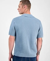Sun + Stone Men's Cooper Short Sleeve Textured Knit Button-Front Sweater, Exclusively at Macy's