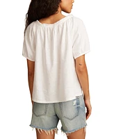 Lucky Brand Women's Short-Sleeve Peasant Top