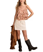 Lucky Brand Women's Crossover Cutoff Denim Mini Skirt