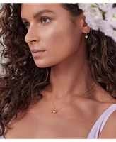 Puffed Heart Necklace & Stud Earrings Set