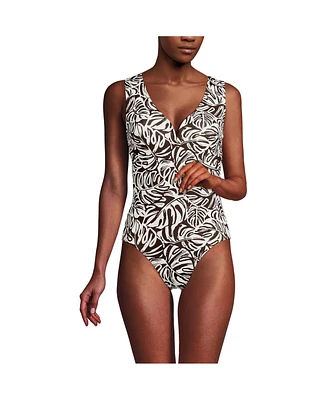 Lands' End Women's Sculpting Suit Sweetheart V-Wire High Leg One Piece Swimsuit