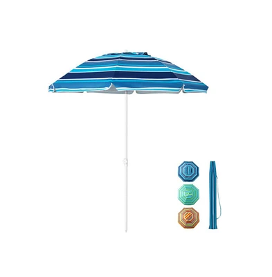 6.5 Feet Patio Beach Umbrella with Waterproof Polyester Fabric