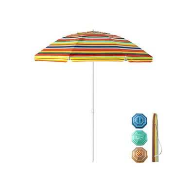 6.5 Feet Patio Beach Umbrella with Waterproof Polyester Fabric