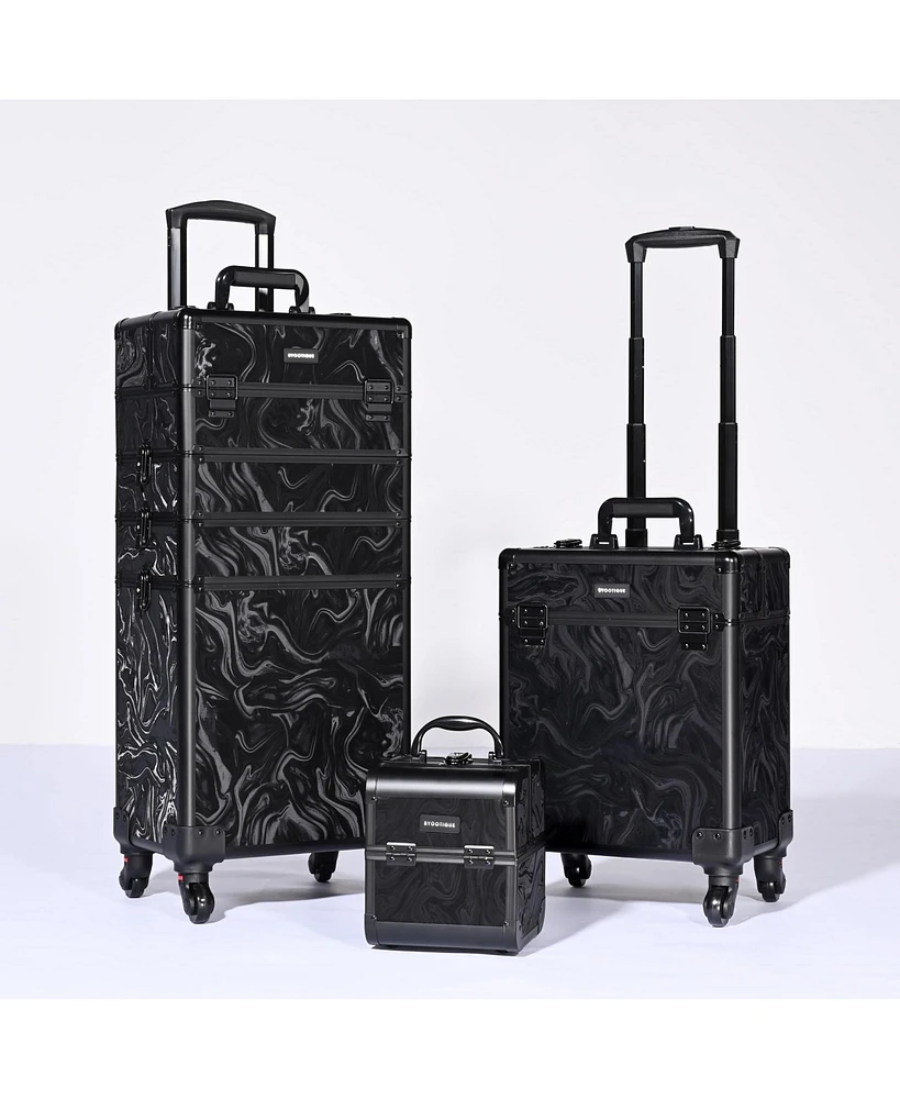 Byootique 3-Piece Makeup Train Cases Cosmetic Organizer Kit Wheel Cb Dusk