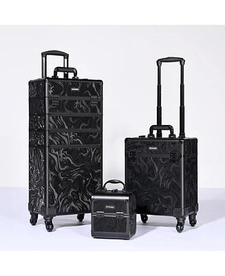 Byootique 3-Piece Makeup Train Cases Cosmetic Organizer Kit Wheel Cb Dusk