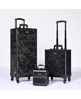 Byootique 3-Piece Makeup Train Cases Cosmetic Organizer Kit Wheel Cb Dusk