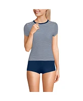 Lands' End Women's SunShade Upf 50 Cap Sleeve Fitted with Built Bra Rash Guard