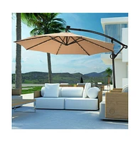 10 Feet 360° Rotation Solar Powered Led Patio Offset Umbrella without Weight Base