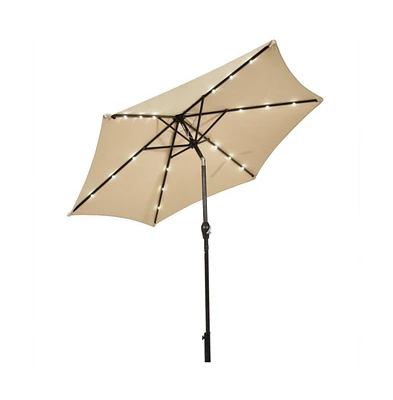 9 Feet Solar Led Lighted Patio Market Umbrella with Tilt Adjustment without Base
