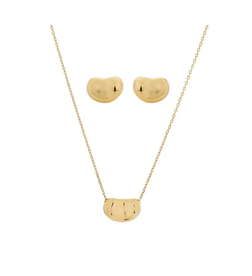 Sterling Silver 18k Gold Plated Alexandra Necklace & Stud Earrings Set