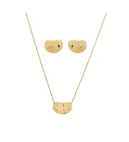 Sterling Silver 18k Gold Plated Alexandra Necklace & Stud Earrings Set
