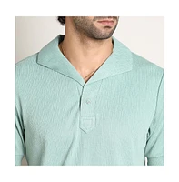 Campus Sutra Men's Sea Green Tactitle Spread-Polo T-Shirt