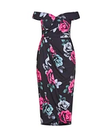 City Chic Plus Claire Print Off Shoulder Dress