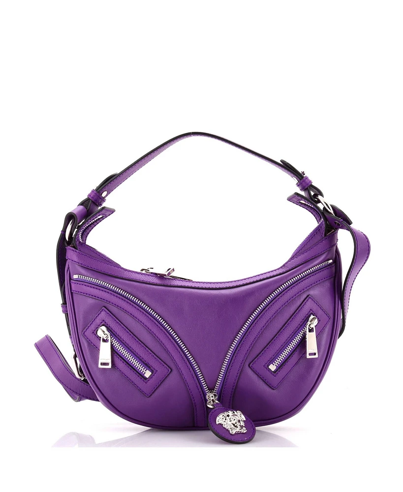 Pre-Owned Versace Small Repeat Hobo Leather
