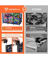 Yescom Mesh Pool Floats Storage Bin Rolling Cart 10 Wheels Metal Frame 49" L x 30" W x 61" H with Black Cover Net Replacement