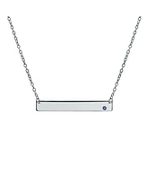 Bling Jewelry Sideway Name Plated Bar Pendant .925 Silver Crystal Colors