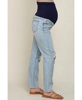 Pinkblush Maternity Light Blue Distressed Knee Jeans