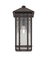 Sierra Craftsman 16 1/2" High Farmhouse Rustic Outdoor Wall Light Fixture Mount Porch House Exterior Outside Lantern Set of 2 Weatherproof Oil Ru