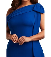 Tadashi Shoji Plus Cassia Bow-Shoulder Crepe Gown