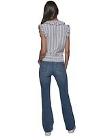 Karl Lagerfeld Paris Women's Stripe-Print Ruffled Top