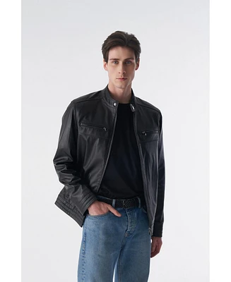 Furniq Uk Men's Cruiser Style Genuine Leather Jacket