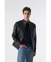 Furniq Uk Men's Cruiser Style Genuine Leather Jacket