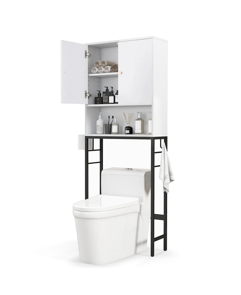 Over The Toilet Storage Cabinet with 2 Doors and Adjustable Shelf