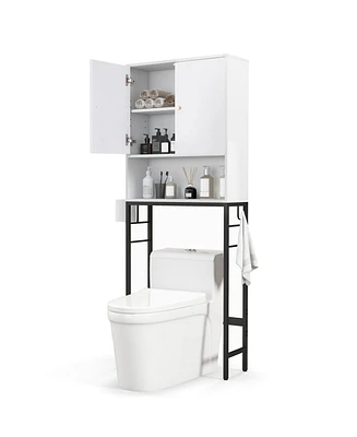 Over The Toilet Storage Cabinet with 2 Doors and Adjustable Shelf